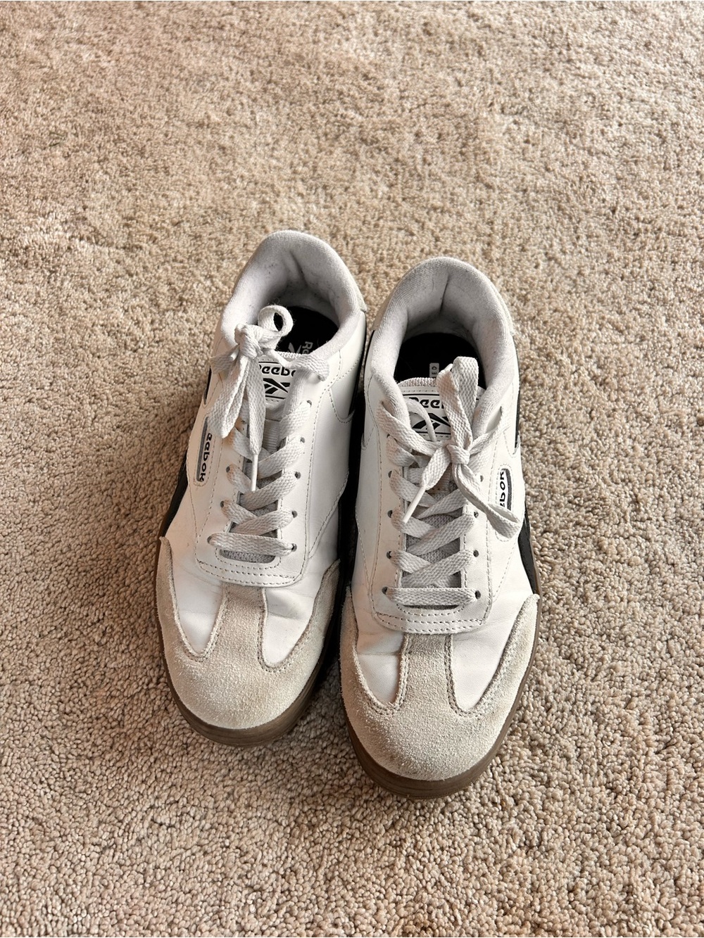 Reebok White and Black Low-Top Sneakers